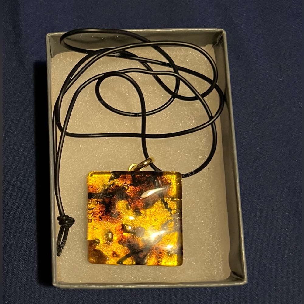 Square Venetian glass necklace